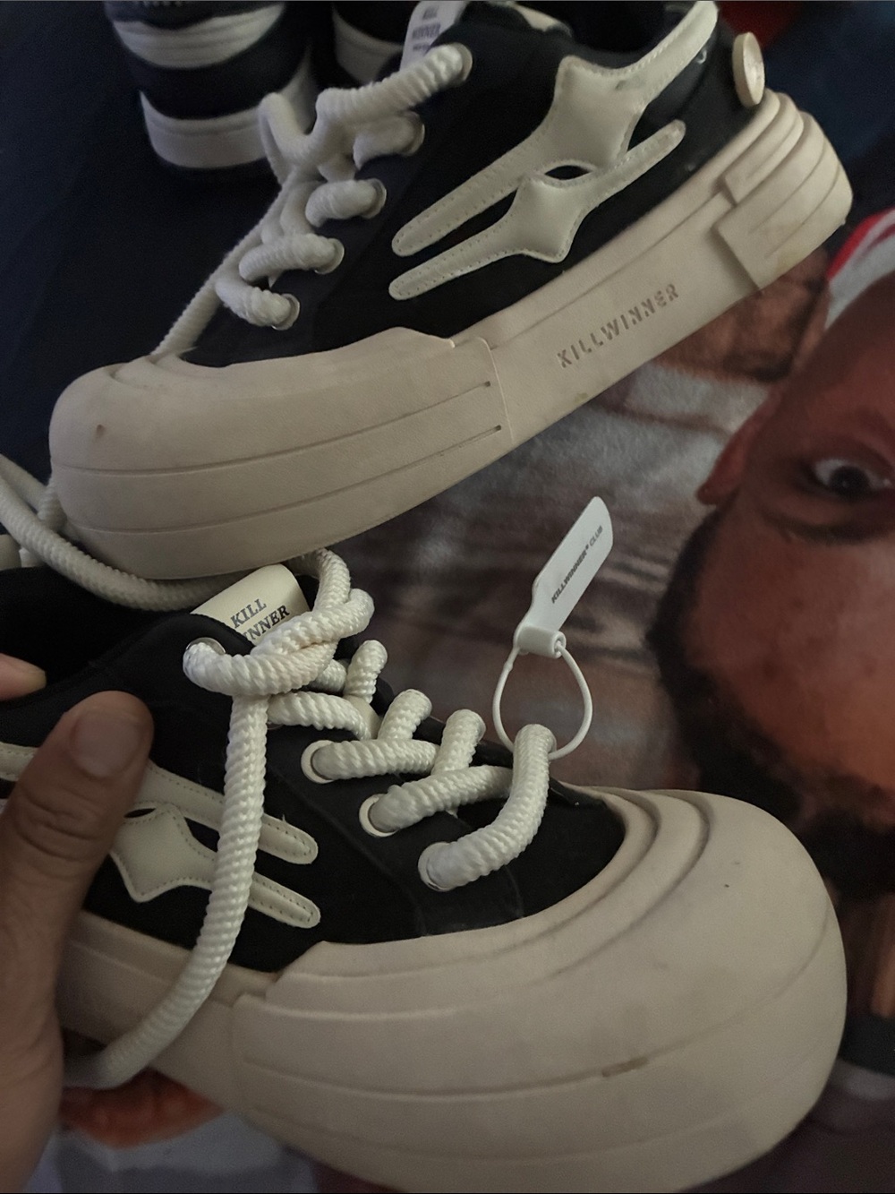 Black and White Chunky Platform Sneakers for Women